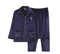 MdybF Pijama de Invierno Hombre Talla Grande Invierno Manga Larga Gruesa Conjuntos De Pijamas Cálidos para El Traje De Dormir De Dormir Ropa De Inicio-B-01-L