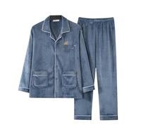 MdybF Pijama de Invierno Hombre Talla Grande Invierno Manga Larga Gruesa Conjuntos De Pijamas Cálidos para El Traje De Dormir De Dormir Ropa De Inicio-E-03-5Xl