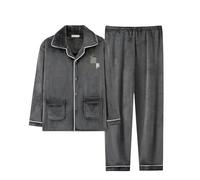 MdybF Pijama de Invierno Hombre Talla Grande Invierno Manga Larga Gruesa Conjuntos De Pijamas Cálidos para El Traje De Dormir De Dormir Ropa De Inicio-D-02-Sg