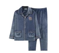 MdybF Pijama de Invierno Hombre Talla Grande Invierno Manga Larga Gruesa Conjuntos De Pijamas Cálidos para El Traje De Dormir De Dormir Ropa De Inicio-B-03-4Xl