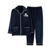 MdybF Pijama de Invierno Hombre Talla Grande Invierno Manga Larga Gruesa Conjuntos De Pijamas Cálidos para El Traje De Dormir De Dormir Ropa De Inicio-D-01-4Xl