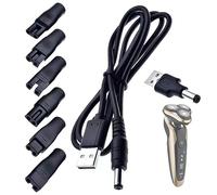 MDYNI Adaptador de corriente USB para afeitadora, cable de carga con 7 conectores de conversión, conector CC, adaptador de corriente de repuesto para varias cortadoras de pelo eléctricas, afeitadoras