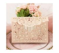 MDYTPT 50 tarjetas huecas de invitación de boda cortadas con láser, color blanco, negro, rubor, rosa, dorado, para boda, compromiso, despedida de soltera, cumpleaños (rosa claro)