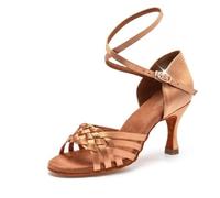 MDYTPT Zapatos de baile latino para mujer, sandalias hechas a mano con suela suave de tacón de 6,5/7,5 cm, Piel - Tacón de 6,5 cm, 40 EU