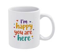 Me Alegro De Que Estés Aquí Taza Con Asa Tazas Cerámica Taza De Café 330Ml Para Amigo Bebidas Cacao