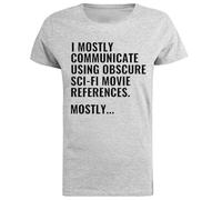 Me Comunico Usando Ciencia Ficción Oscura Camiseta De Manga Corta De Mujer Gris Grey Women tee Short Sleeve T-Shirt