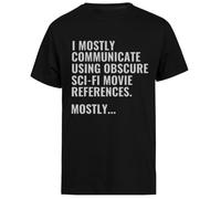 Me Comunico Usando Ciencia Ficción Oscura Camiseta Negra de Manga Corta para Hombre Black Men tee Short Sleeve T-Shirt