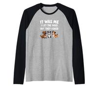 Me dejé Salir a los Perros Que preguntaron Perro Divertido Camiseta Manga Raglan
