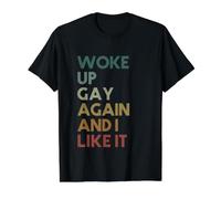 Me desperté Gay Otra Vez y me Gusta - Vintage Retro Camiseta gráfica económica, Hombre, Negro, L