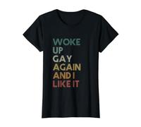 Me desperté Gay Otra Vez y me Gusta - Vintage Retro Camiseta gráfica económica, Mujer, Negro, S