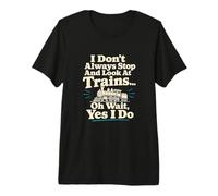 Me detengo y Miro el Humor Locomotora de los Trenes Camiseta Premium