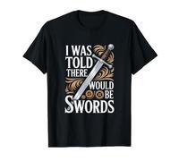 Me dijeron Que habría Espadas Camiseta gráfica económica, Hombre, Negro, XL