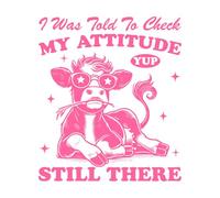 Me dijeron que revisara la actitud del señor. Sí, todavía está ahí. Vaca, tipografía divertida, animal gracioso, vaca vintage. Calcomanías de pared 67.2x77.6cm Decoración de carrocerías Rosa