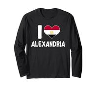 Me Encanta Alexandria Heart Design Patriotic Egyptian Pride Manga Larga