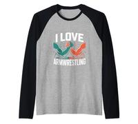 Me Encanta Armwrestling Strength Challenge Camiseta Manga Raglan