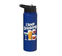 Me encanta beber bebidas Humor Diversión Stainless Steel Insulated Water Bottle