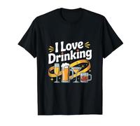 Me Encanta Beber Cerveza Vino Cóctel Camiseta gráfica económica, Hombre, Negro, S