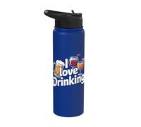 Me encanta beber cerveza vino Cóctel Humor Stainless Steel Insulated Water Bottle