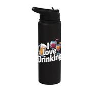 Me encanta beber cerveza vino Cóctel Humor Stainless Steel Insulated Water Bottle
