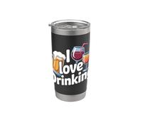 Me encanta beber cerveza vino Cóctel Humor Vaso térmico de acero inoxidable de doble pared