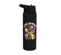 Me encanta beber saludos vibraciones festivas Stainless Steel Insulated Water Bottle