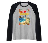 Me Encanta Benidorm, España, Vacaciones en la Playa, Viaje y Recuerdo Camiseta Manga Raglan