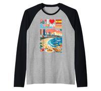 Me Encanta Benidorm, España, Vacaciones en la Playa, Viaje y Recuerdo Camiseta Manga Raglan