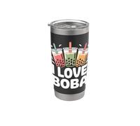 Me encanta Boba Bubble Tea Drink Fun Vaso térmico de acero inoxidable de doble pared
