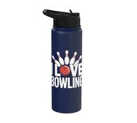 Me encanta Bowling Enthusiast Fun Pins Ball Stainless Steel Insulated Water Bottle