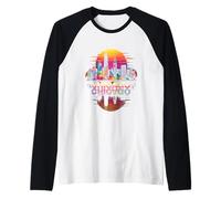 Me Encanta Chicago Skyline Chicago City Tie Dye Souvenir Chicago Camiseta Manga Raglan