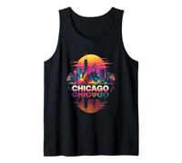 Me Encanta Chicago Skyline Chicago City Tie Dye Souvenir Chicago Camiseta sin Mangas