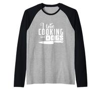 Me Encanta cocinar y los Perros Camiseta Manga Raglan