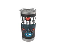 Me encanta codificar circuitos robot arte Vaso térmico de acero inoxidable de doble pared