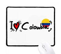 Me Encanta Colombia, Bandera con La Palabra Love Heart (Ilustración De Corazón). Mousepad Portátil Alfombrilla De Ratón Bordes Cosidos Alfombrilla De Escritorio para Oficina Gaming 25X30Cm