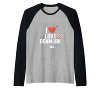 Me Encanta Dinamarca Cultura nórdica Vibes de Viaje Camiseta Manga Raglan