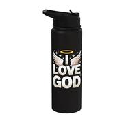 Me encanta Dios Angel Wings Halo Spiritual Stainless Steel Insulated Water Bottle