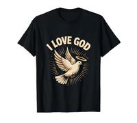 Me Encanta Dios Dove Angel Halo Light Camiseta gráfica económica, Hombre, Negro, XL
