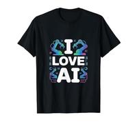 Me Encanta el Aprendizaje automático de robótica con IA Camiseta gráfica económica, Hombre, Negro, M