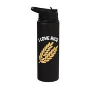 Me encanta el arroz cosecha de grano natural Trigo Stainless Steel Insulated Water Bottle