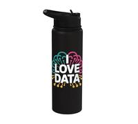 Me encanta el arte cerebral de la red neuronal de datos Stainless Steel Insulated Water Bottle