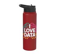 Me encanta el arte cerebral de la red neuronal de datos Stainless Steel Insulated Water Bottle