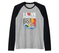 Me encanta el arte de azulejos marítimos de Portugal Camiseta Manga Raglan