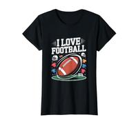 Me Encanta el Arte de los fanáticos de Touchdown para entusiastas del fútbol Camiseta gráfica económica, Mujer, Negro, L
