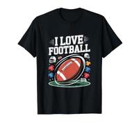 Me Encanta el Arte de los fanáticos de Touchdown para entusiastas del fútbol Camiseta gráfica económica, Hombre, Negro, L