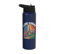 Me encanta el arte de los monumentos icónicos de Europa Stainless Steel Insulated Water Bottle