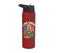 Me encanta el arte de los monumentos icónicos de Europa Stainless Steel Insulated Water Bottle