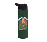 Me encanta el arte de los monumentos icónicos de Europa Stainless Steel Insulated Water Bottle