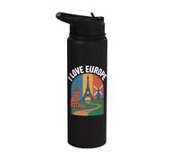 Me encanta el arte de los monumentos icónicos de Europa Stainless Steel Insulated Water Bottle