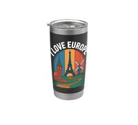 Me encanta el arte de los monumentos icónicos de Europa Vaso térmico de acero inoxidable de doble pared