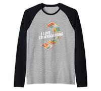 Me encanta el arte de los paneles de cómics de guiones gráficos Camiseta Manga Raglan